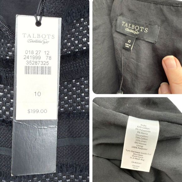 Talbots Tweed Pencil Skirt Size 10 Black Fringe Textured Lined Career Office NWT - Picture 15 of 15